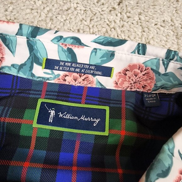 William Murray Polo Shirt Size Extra Large White XL Golf Floral Flowers USA ATX - Picture 6 of 6